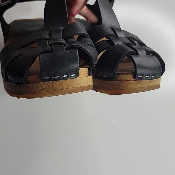 MIA ORIGINAL AUTHENTIC SWEDISH CLOG BLACK LEATHER TAN SANDALS 37 6 1/2 6.5 - Picture 8 of 11